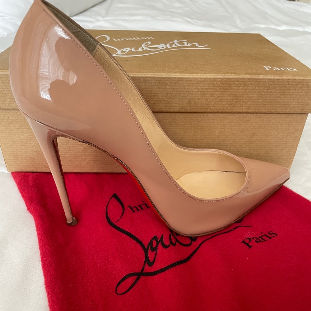 CHRISTIAN LOUBOUTIN Pigalle Follies 100mm Patent Leather NUDE 39.5
